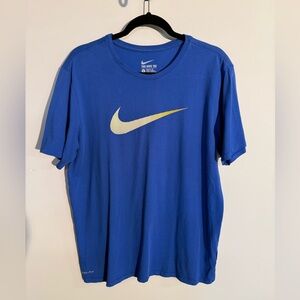 Nike Dri-FIT Blue Swoosh Logo Short Sleeve Tee